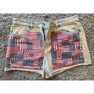 American flag shorts. Fourth of July.